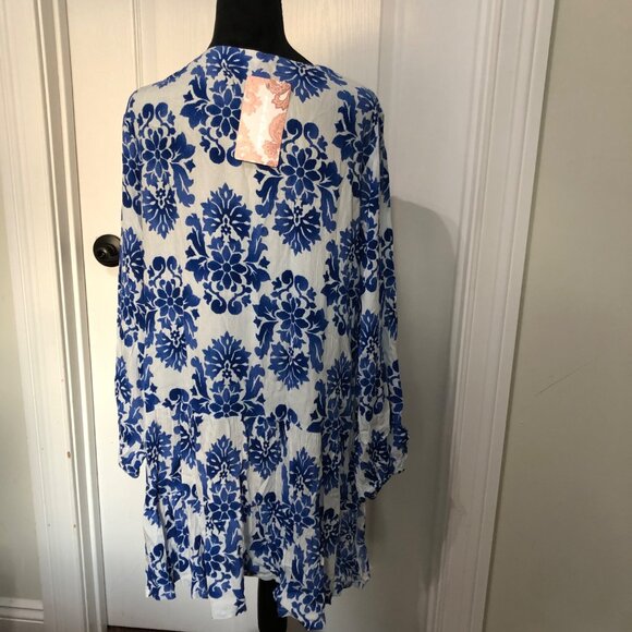 Band Of The Free White & Blue Floral Long Sleeve Dress Womens Size Medium NWT - Picture 5 of 9
